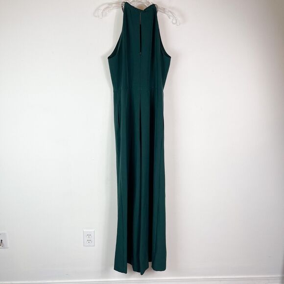Donna Ricco NWOT Keyhole Sleeveles Hardware Embellished Halter Jumpsuit Green 10 - Picture 3 of 5